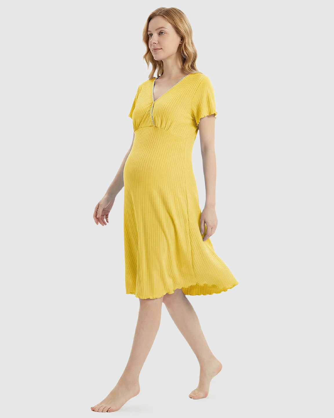 Hidden Nursing Access K-Fashion Maternity Lounge Dress