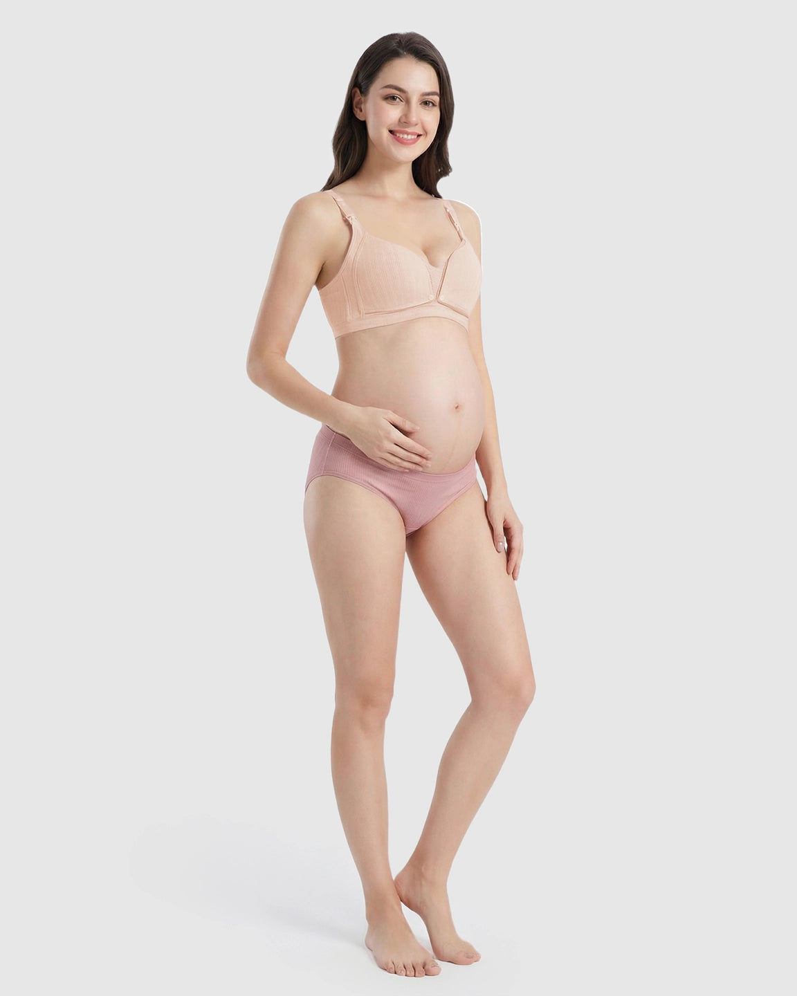 Front-Open Ribbed V-Neck Nursing Bra