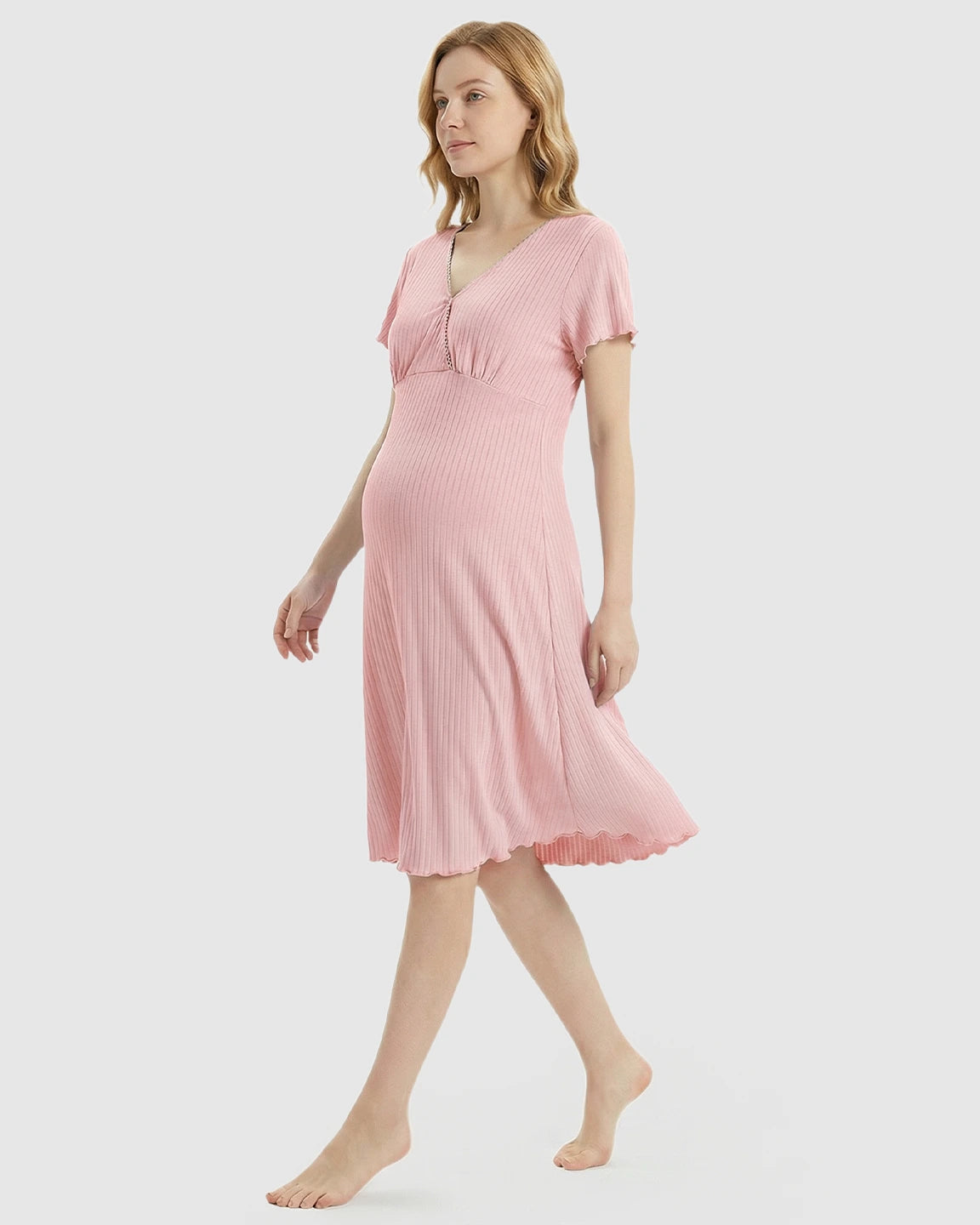 Hidden Nursing Access K-Fashion Maternity Lounge Dress