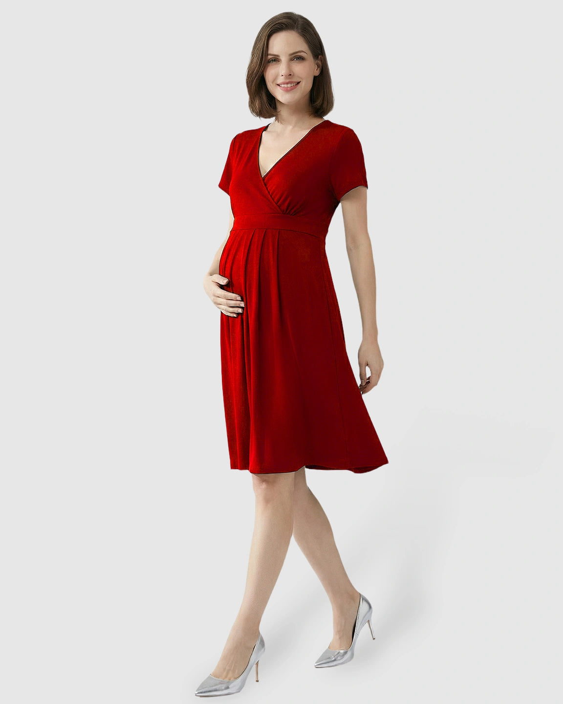 V-Neck A-Line Maternity & Nursing Dress