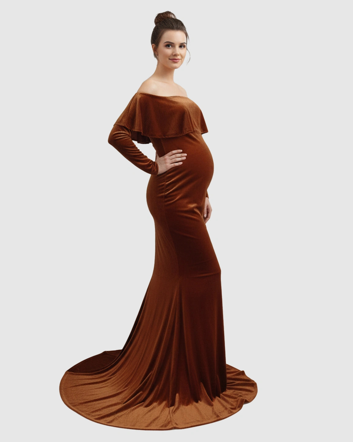 Off-Shoulder Fitted Maternity Photoshoot Dress