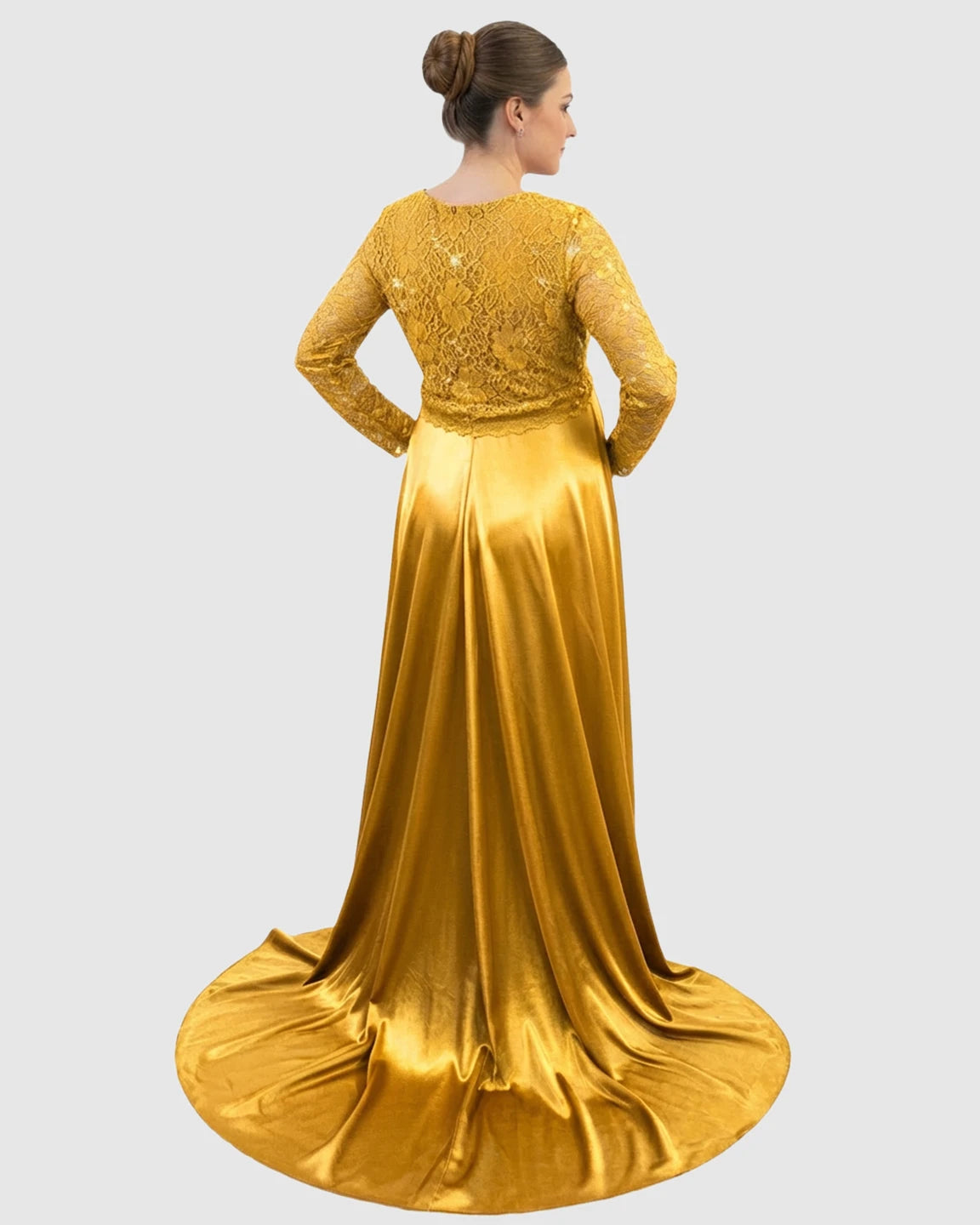 Lace Spliced Bodice Trailing Skirt Maternity Photoshoot Maxi Dress