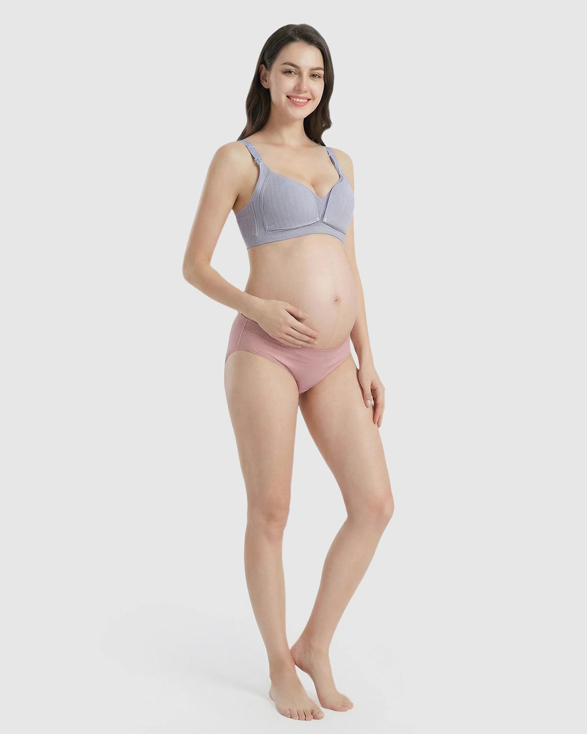 Front-Open Ribbed V-Neck Nursing Bra