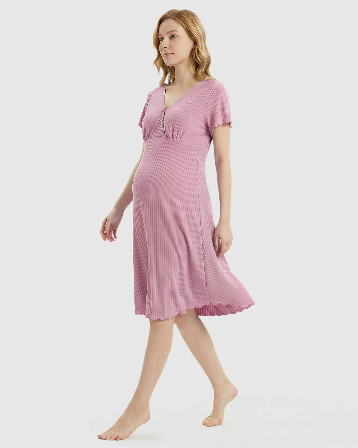 Hidden Nursing Access K-Fashion Maternity Lounge Dress