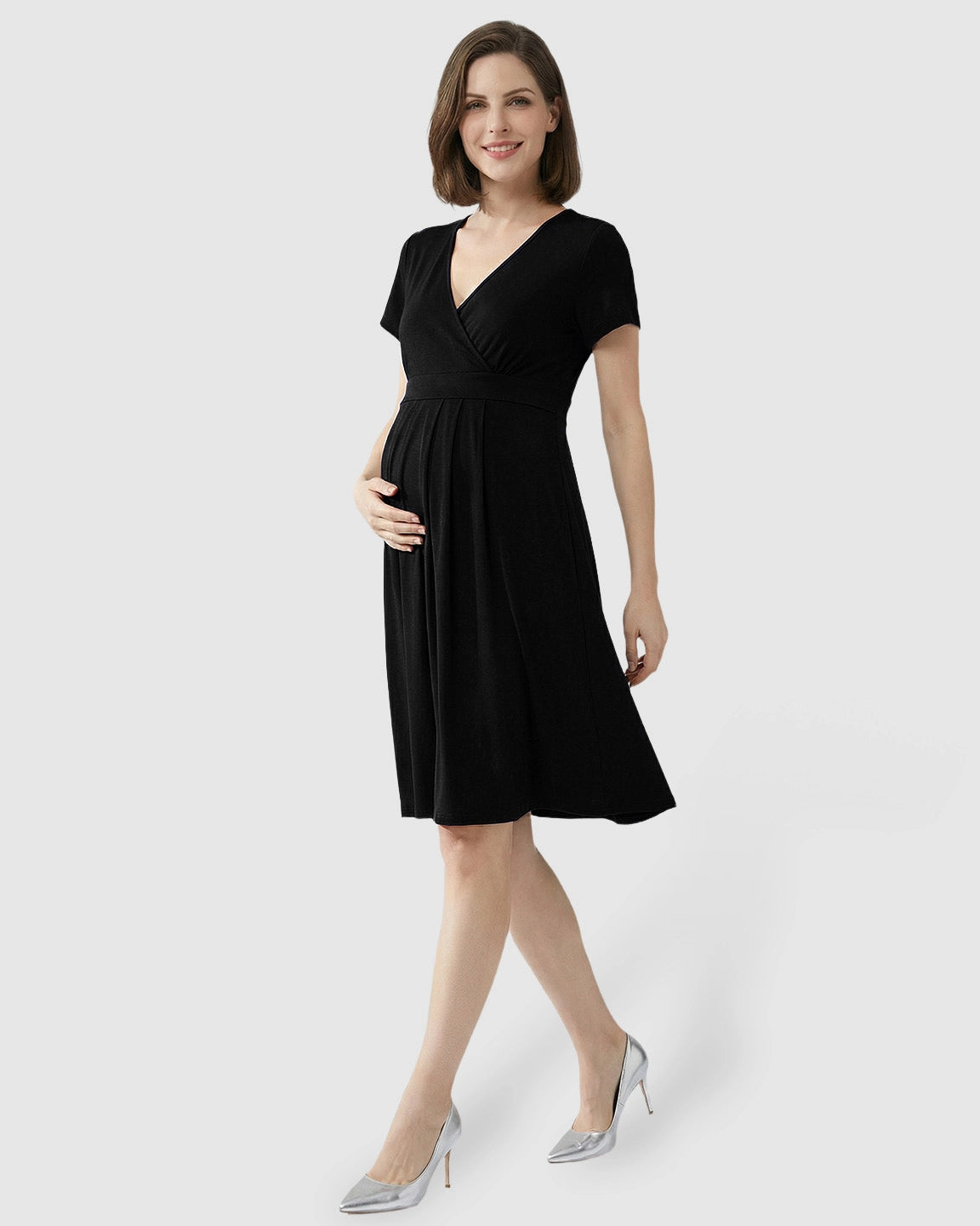 V-Neck A-Line Maternity & Nursing Dress