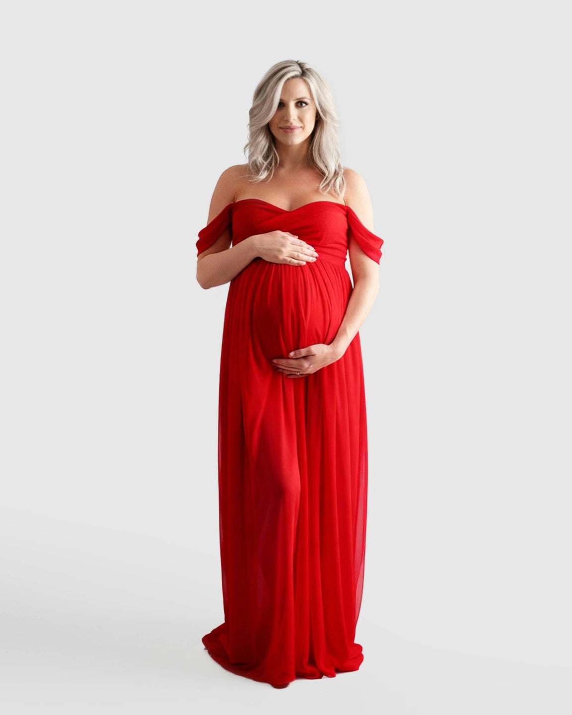 Off-Shoulder Flowing Maternity Photoshoot Gown