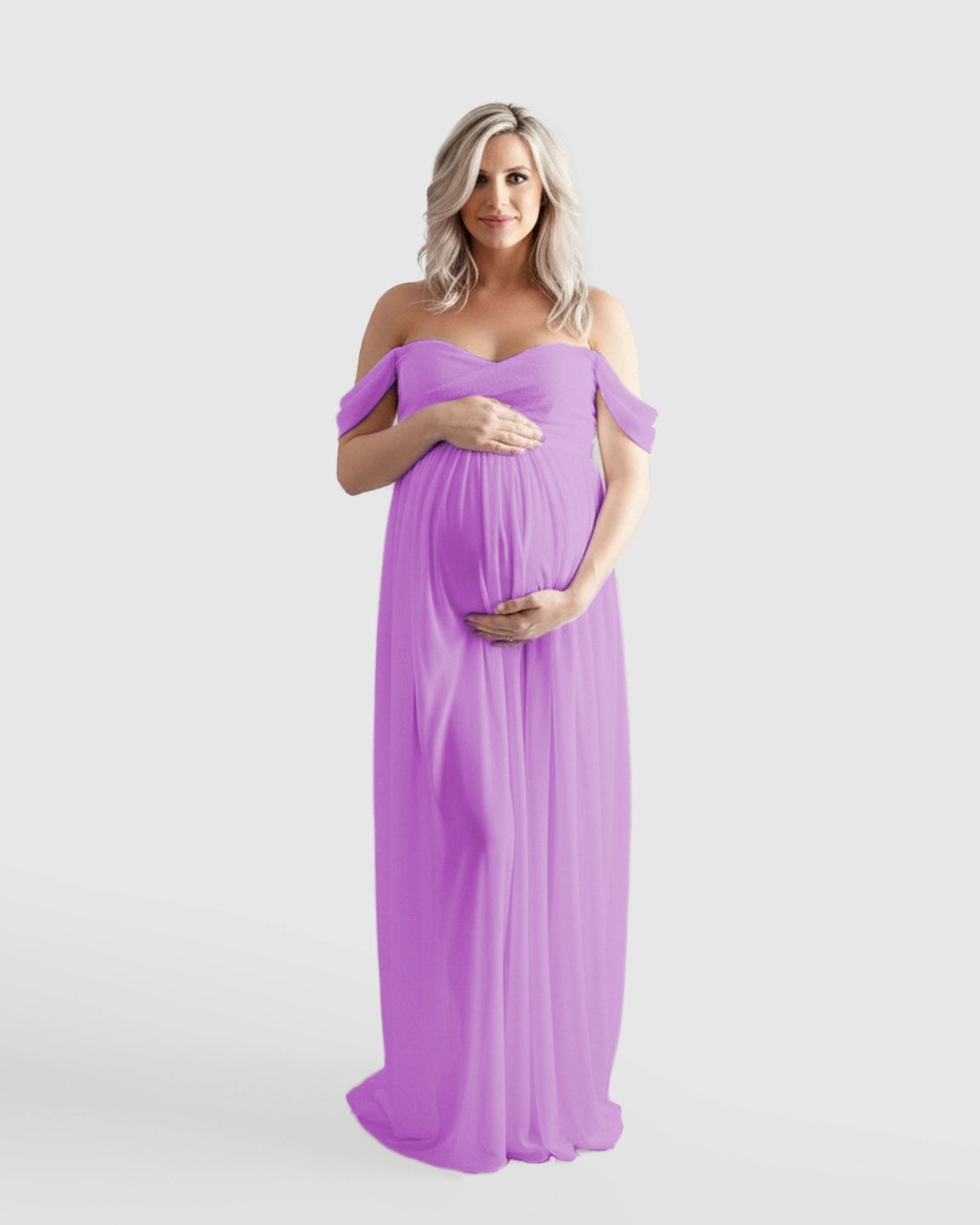 Off-Shoulder Flowing Maternity Photoshoot Gown