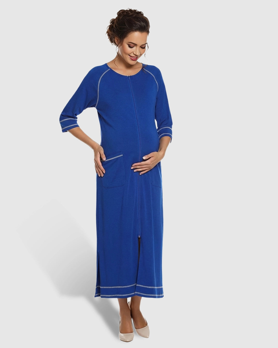 Front Zipper Loose Fit Maternity & Nursing Dress