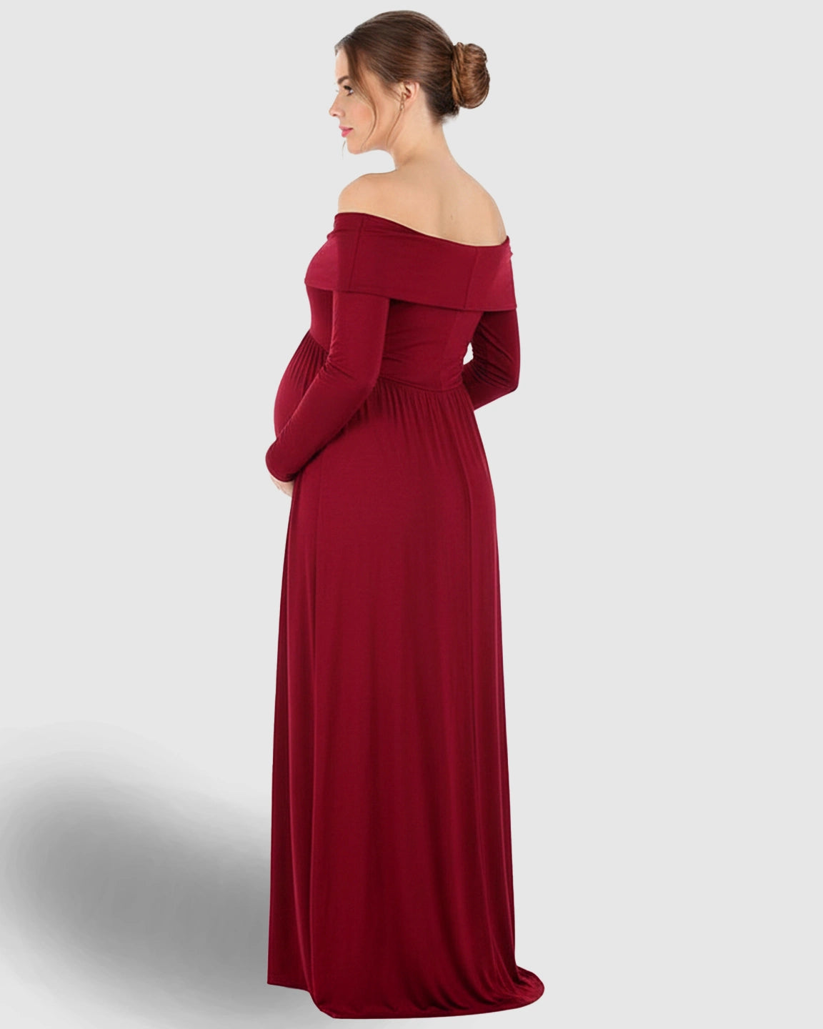 Off-Shoulder Floor-Length Maternity Gown