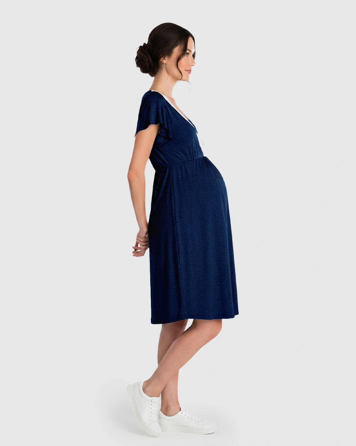 Lace-Trim V-Neck Maternity & Nursing Nightdress