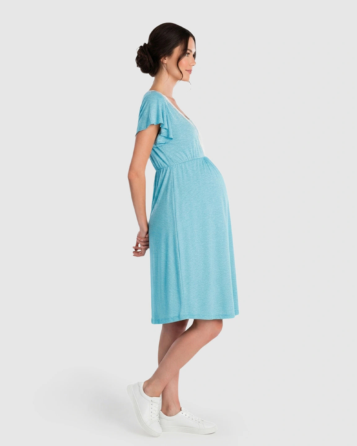 Lace-Trim V-Neck Maternity & Nursing Nightdress
