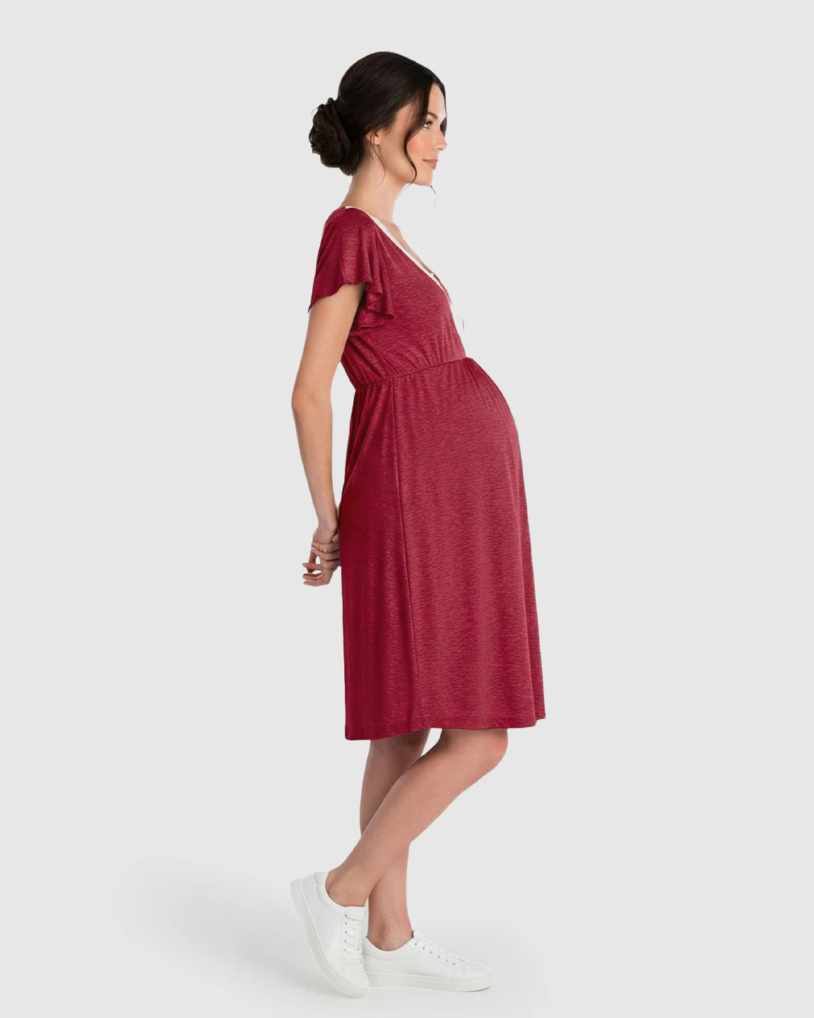 Lace-Trim V-Neck Maternity & Nursing Nightdress
