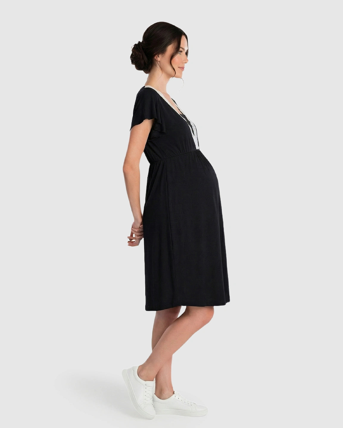 Lace-Trim V-Neck Maternity & Nursing Nightdress