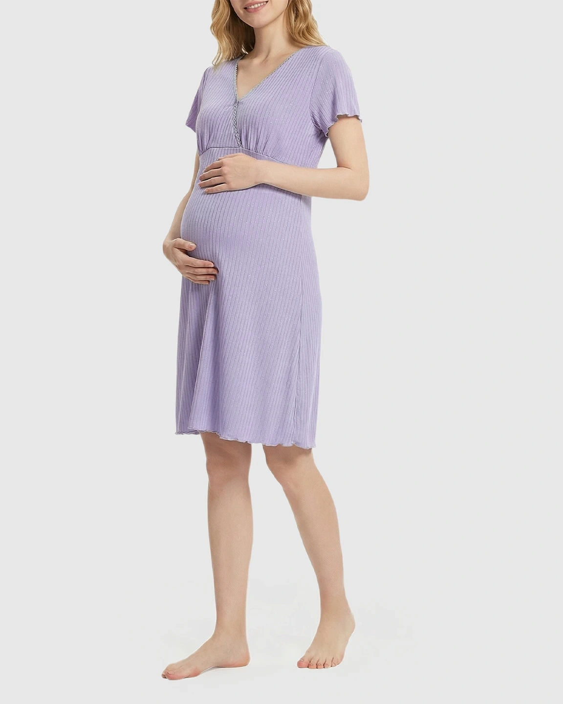 Hidden Nursing Access K-Fashion Maternity Lounge Dress