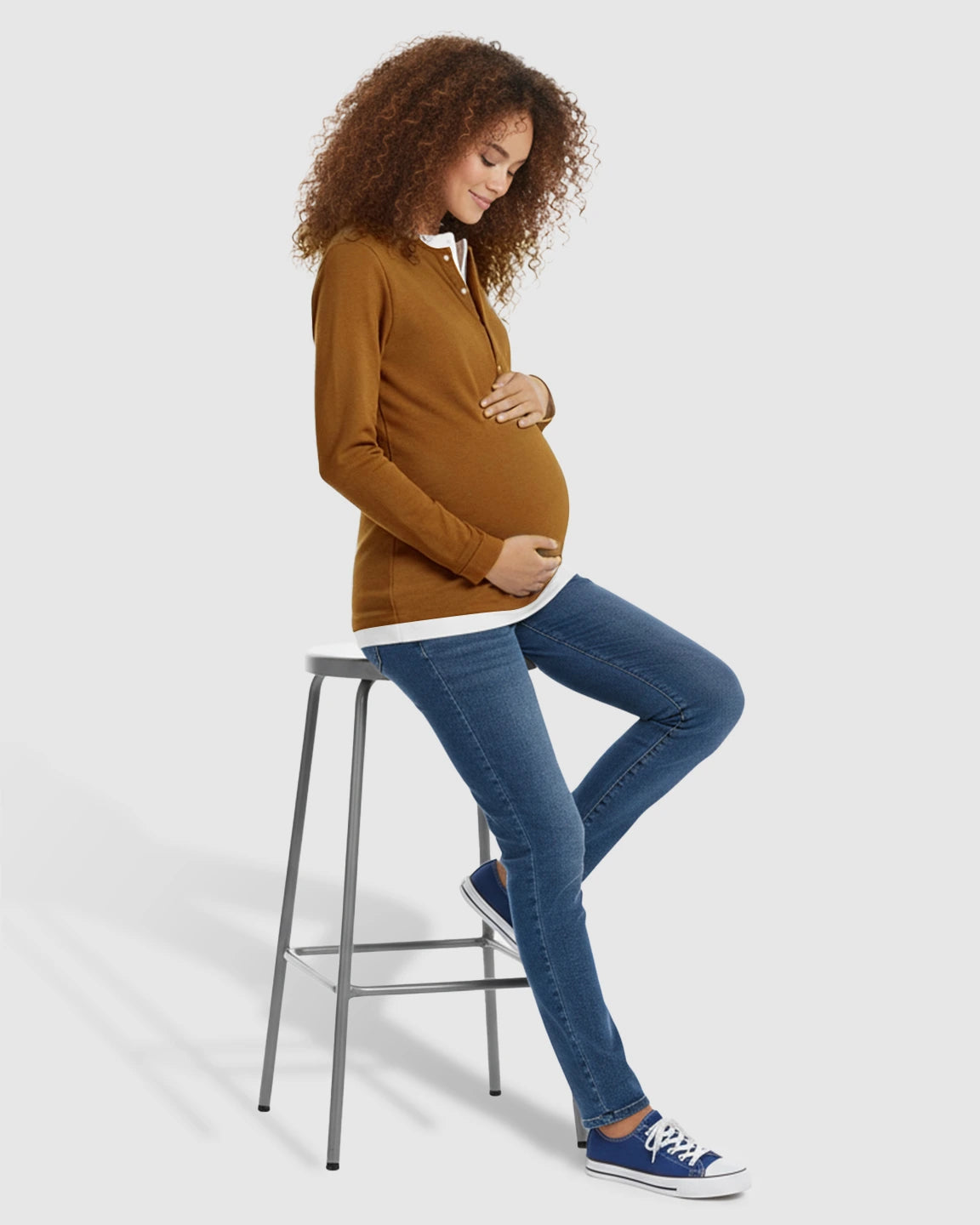 Button-Front Henley Maternity Top