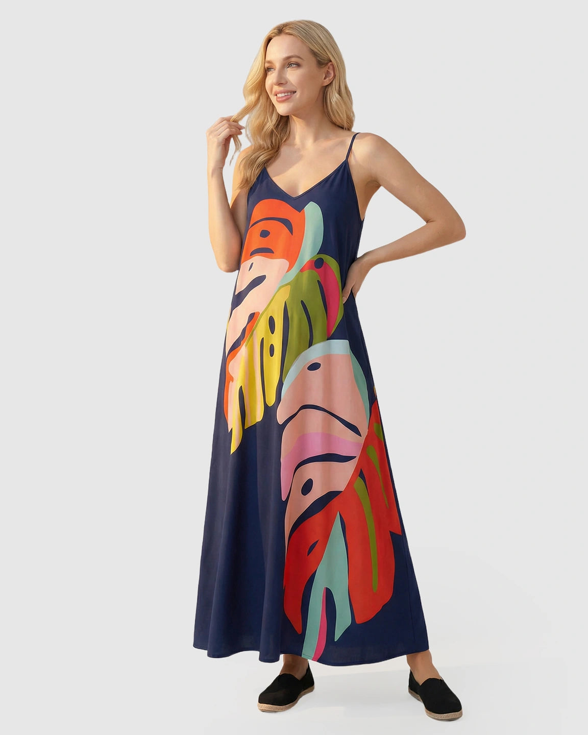 Sleeveless Sling Strap Maternity Maxi Dress