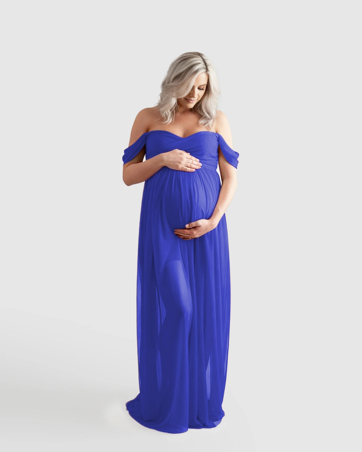Off-Shoulder Flowing Maternity Photoshoot Gown