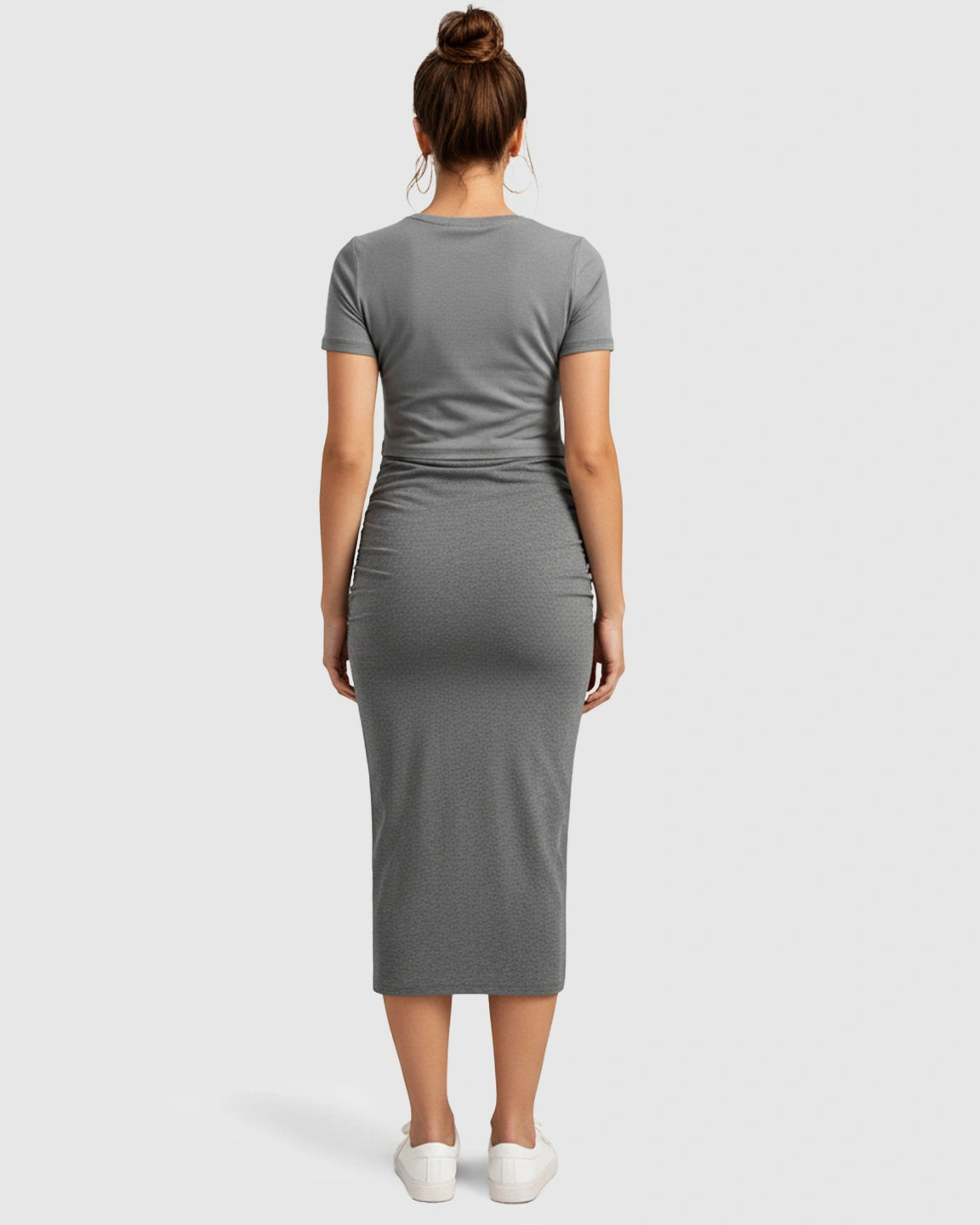 Ruched Fitted-Style Maternity Midi Skirt