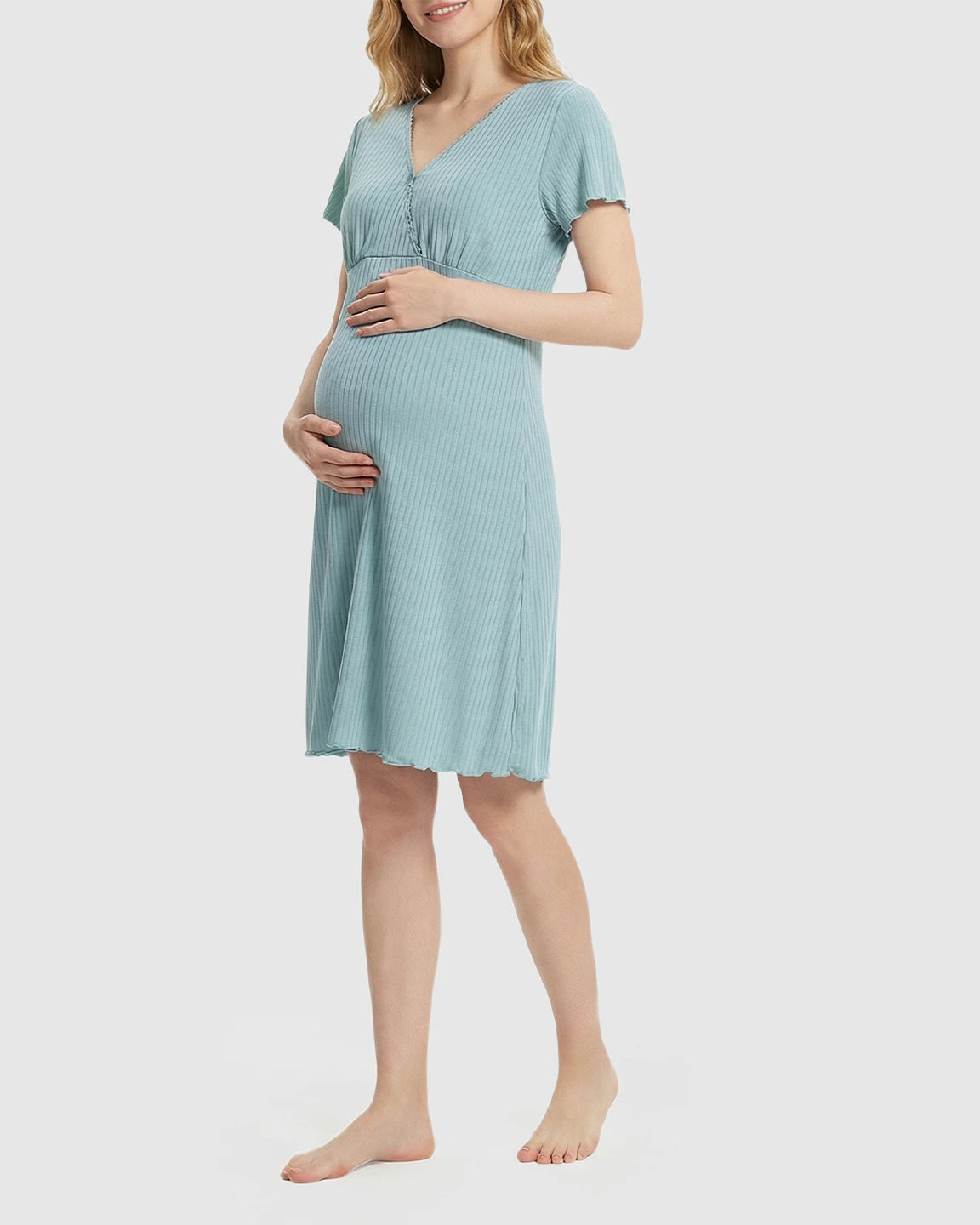 Hidden Nursing Access K-Fashion Maternity Lounge Dress