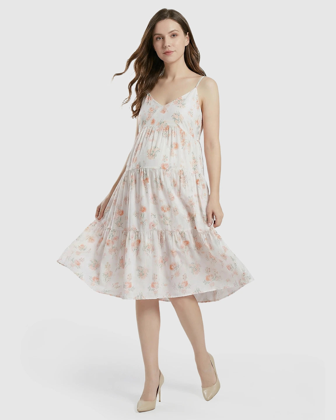 Sleeveless Floral Print Maternity Nightgown