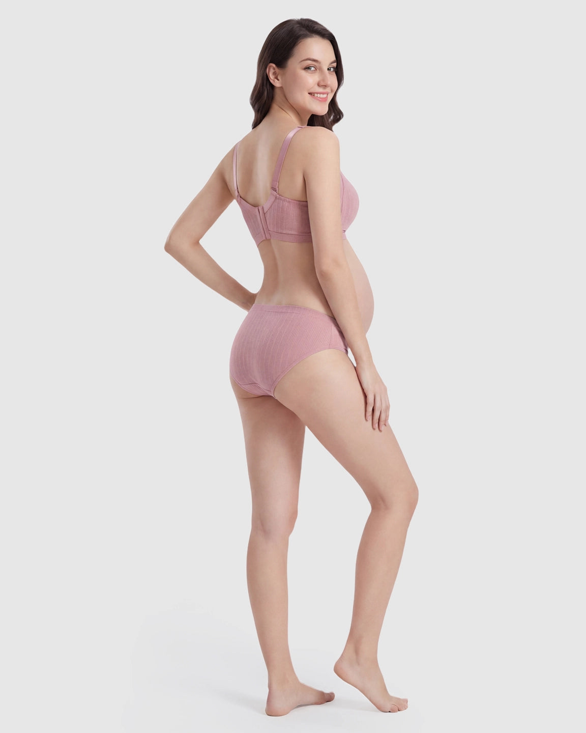 Front-Open Ribbed V-Neck Nursing Bra