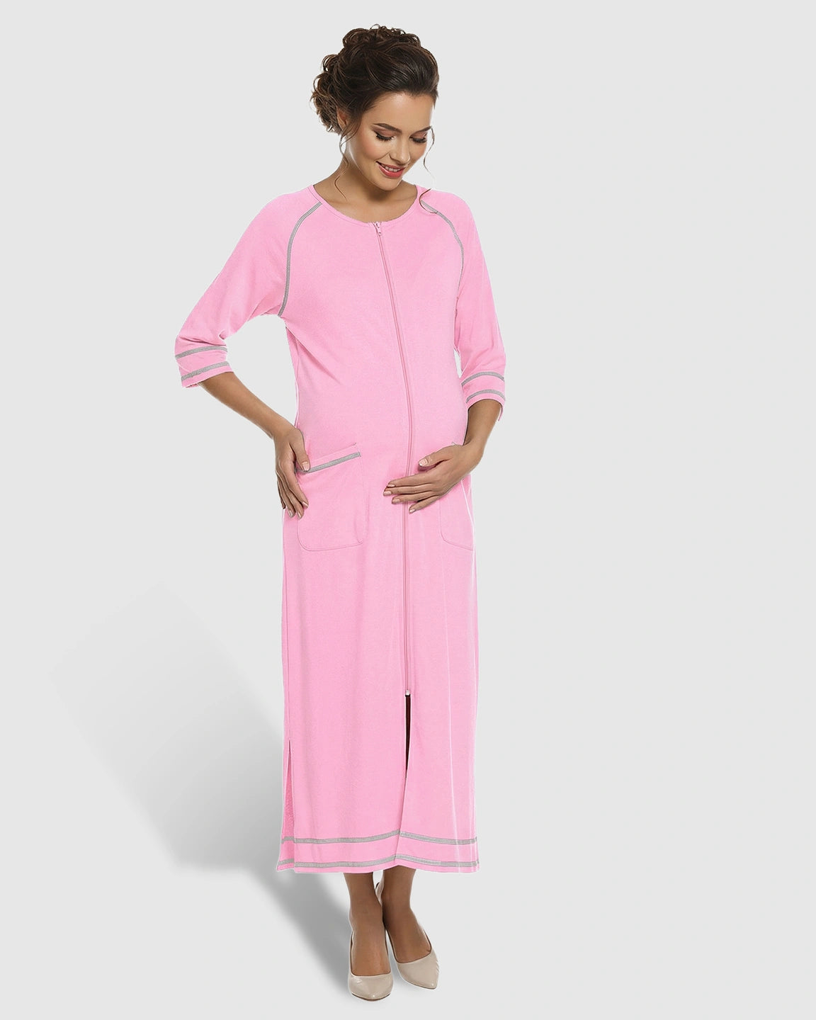 Front Zipper Loose Fit Maternity & Nursing Dress