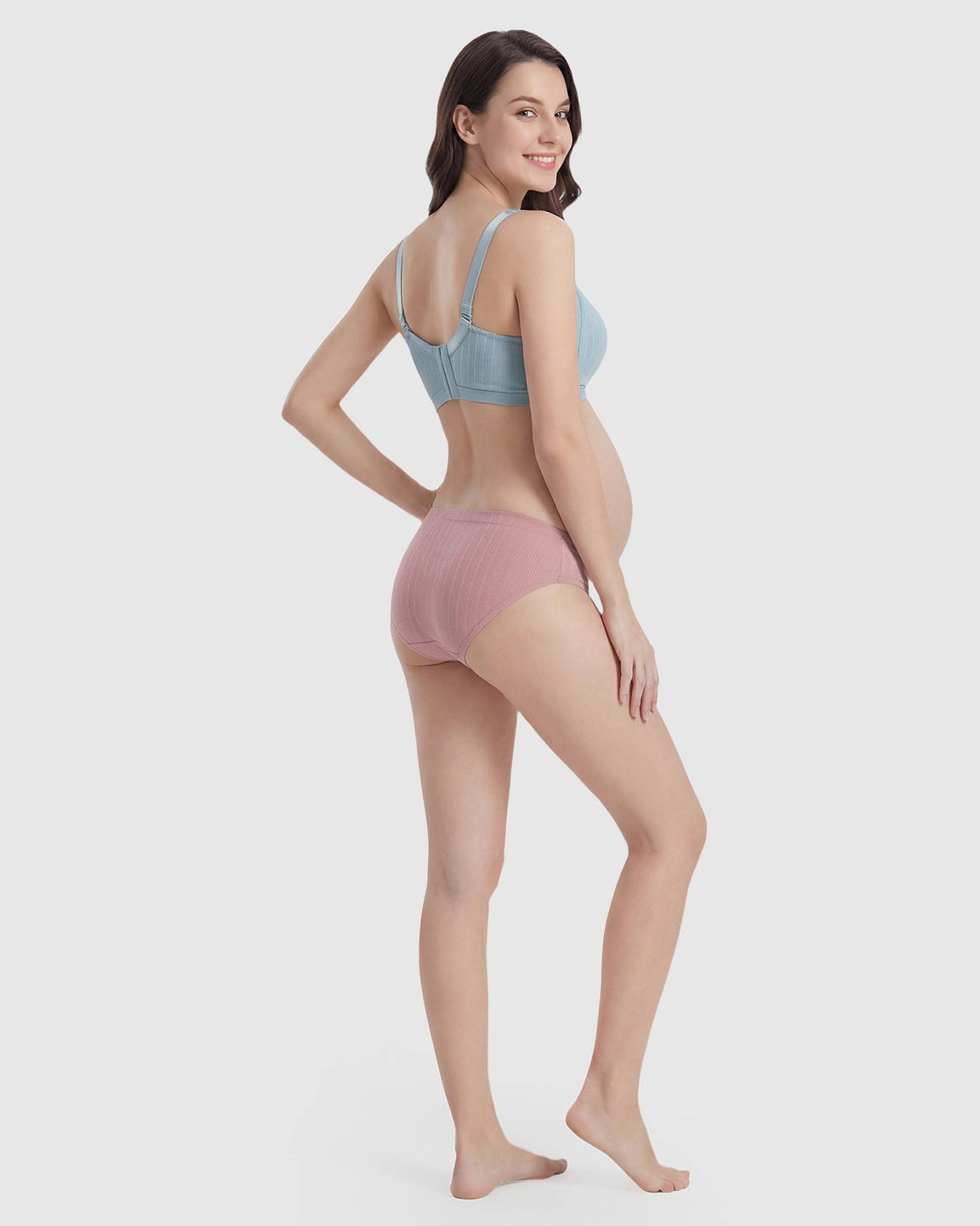 Front-Open Ribbed V-Neck Nursing Bra