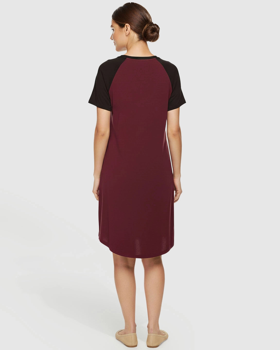 Contrast Sleeve Loose Fit Maternity & Nursing Dress