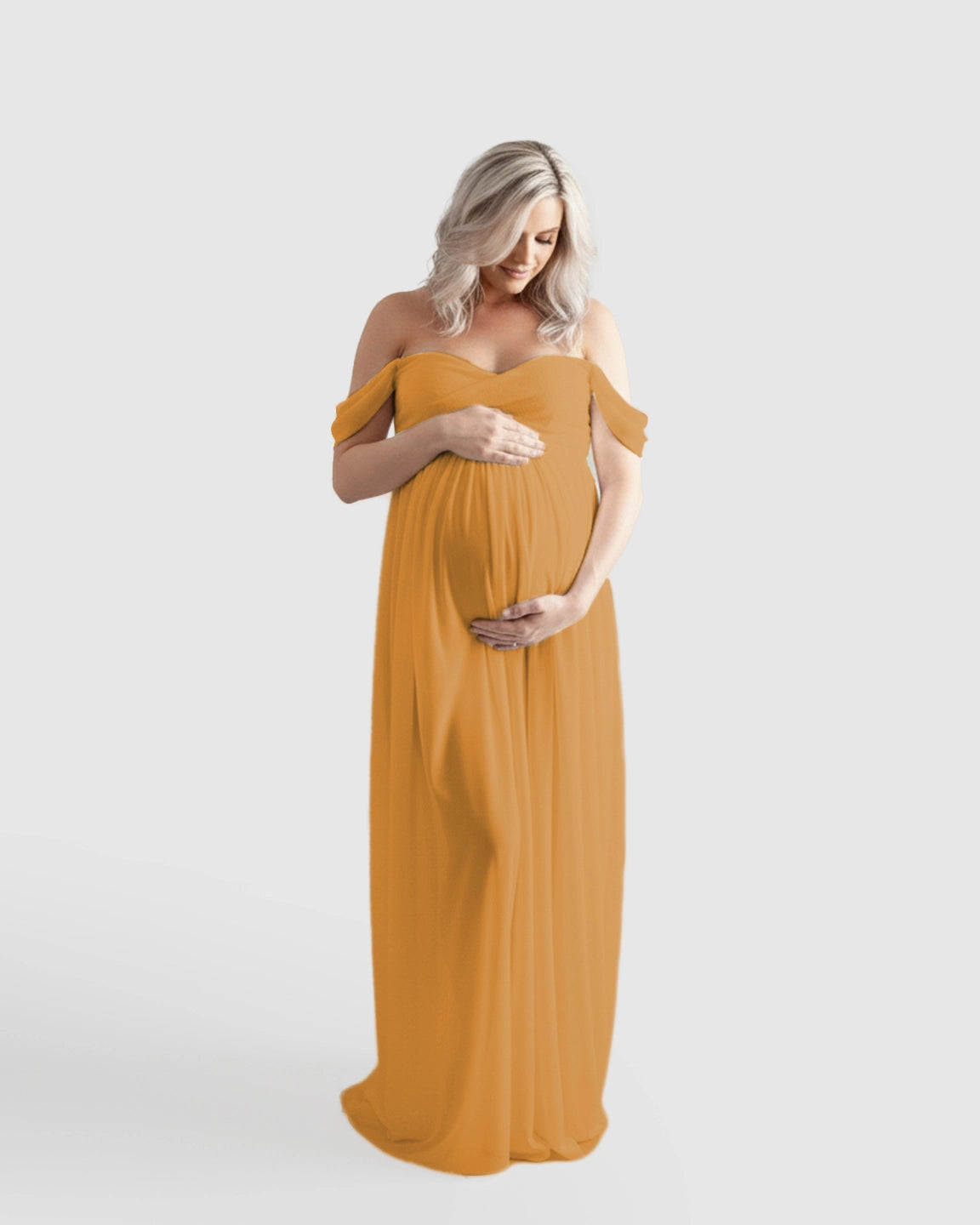 Off-Shoulder Flowing Maternity Photoshoot Gown