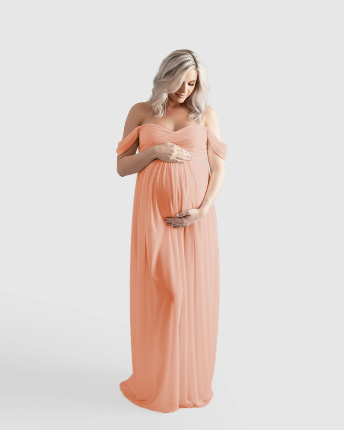 Off-Shoulder Flowing Maternity Photoshoot Gown