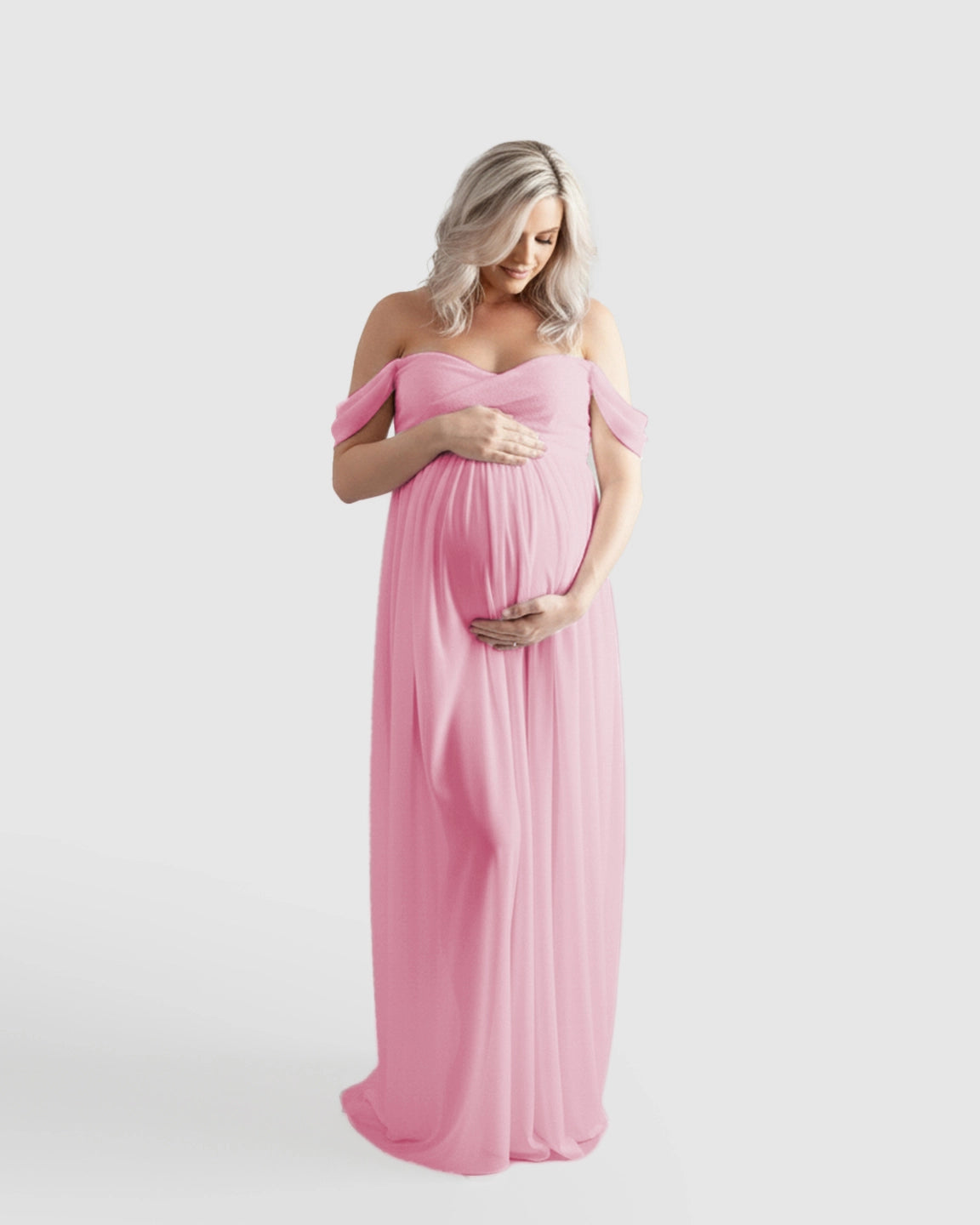 Off-Shoulder Flowing Maternity Photoshoot Gown
