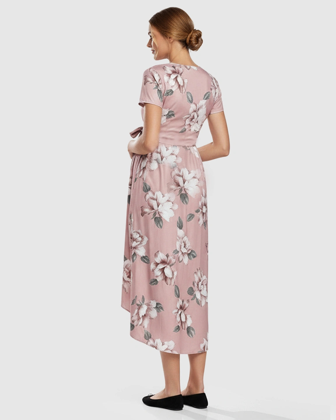 Wrap Style Front Floral Print Maternity Dress