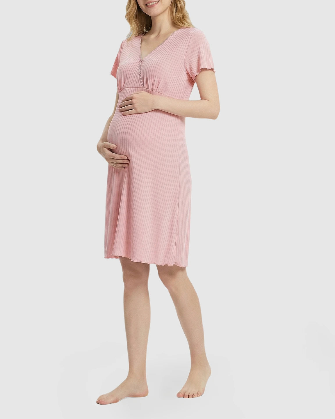Hidden Nursing Access K-Fashion Maternity Lounge Dress