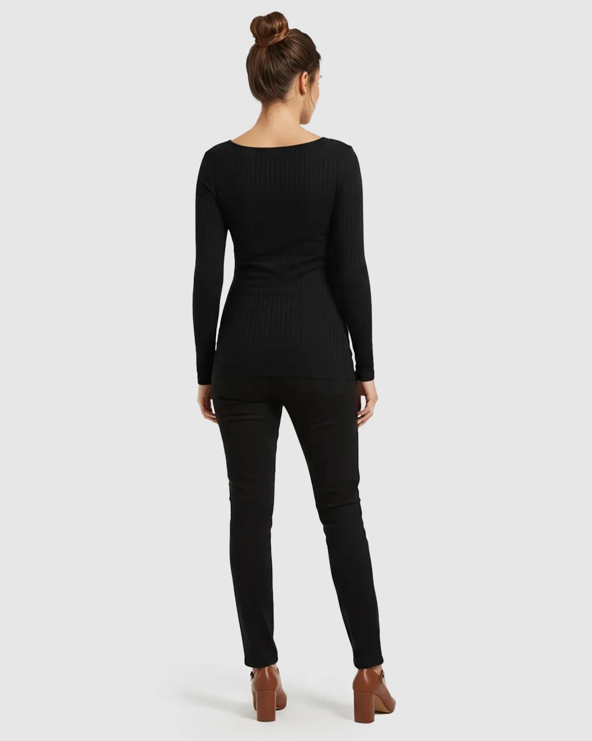 Ribbed Knit Tie Detail Square Neck Maternity Top