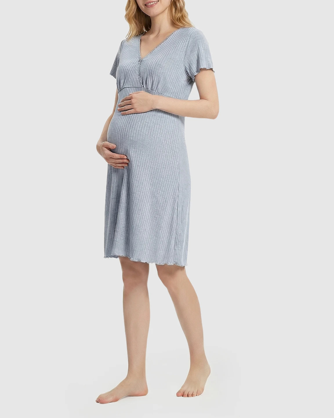 Hidden Nursing Access K-Fashion Maternity Lounge Dress