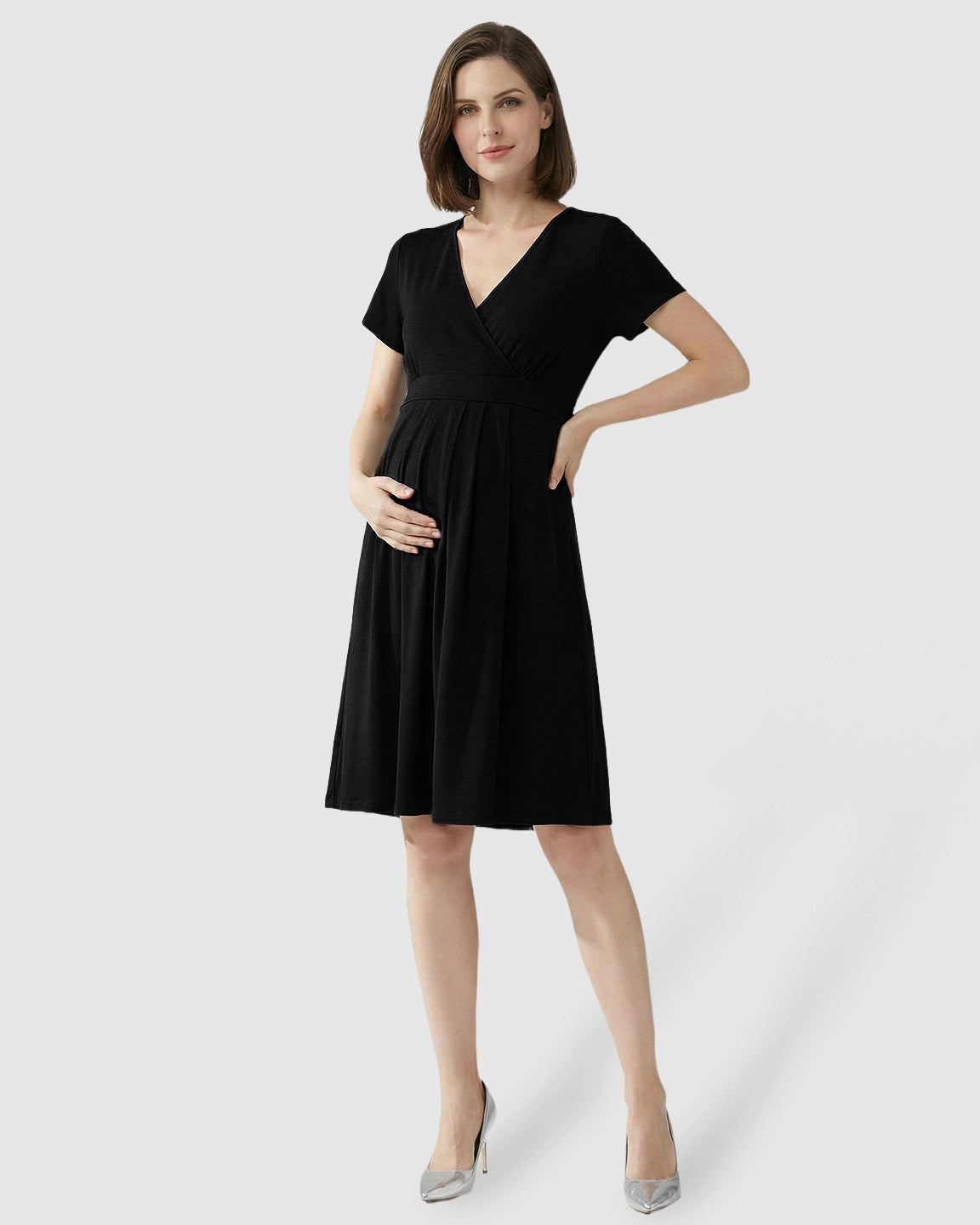 V-Neck A-Line Maternity & Nursing Dress