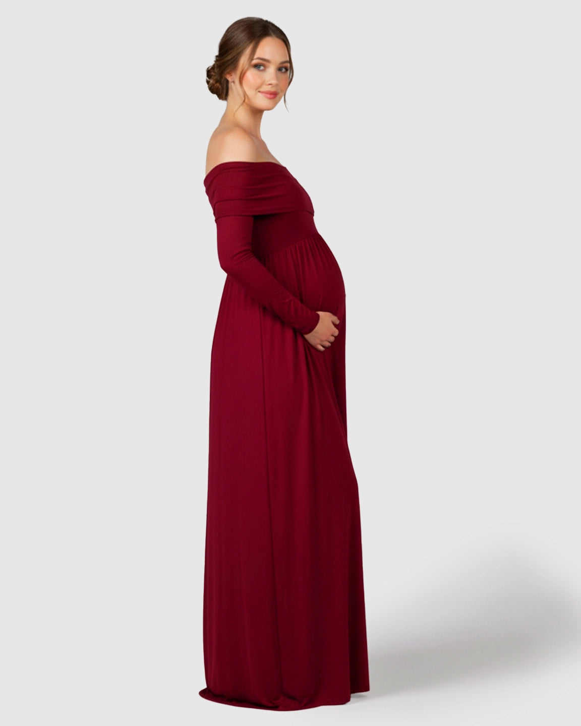 Off-Shoulder Floor-Length Maternity Gown