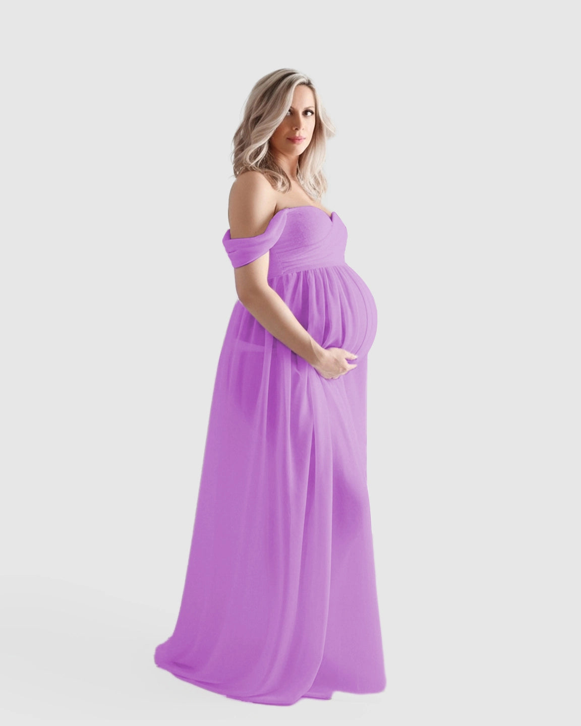 Off-Shoulder Flowing Maternity Photoshoot Gown