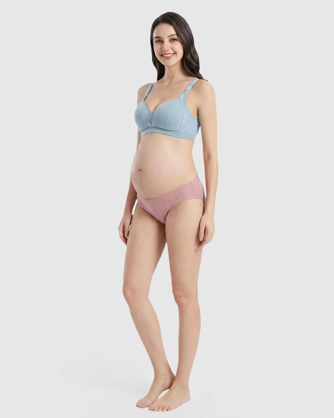 Front-Open Ribbed V-Neck Nursing Bra