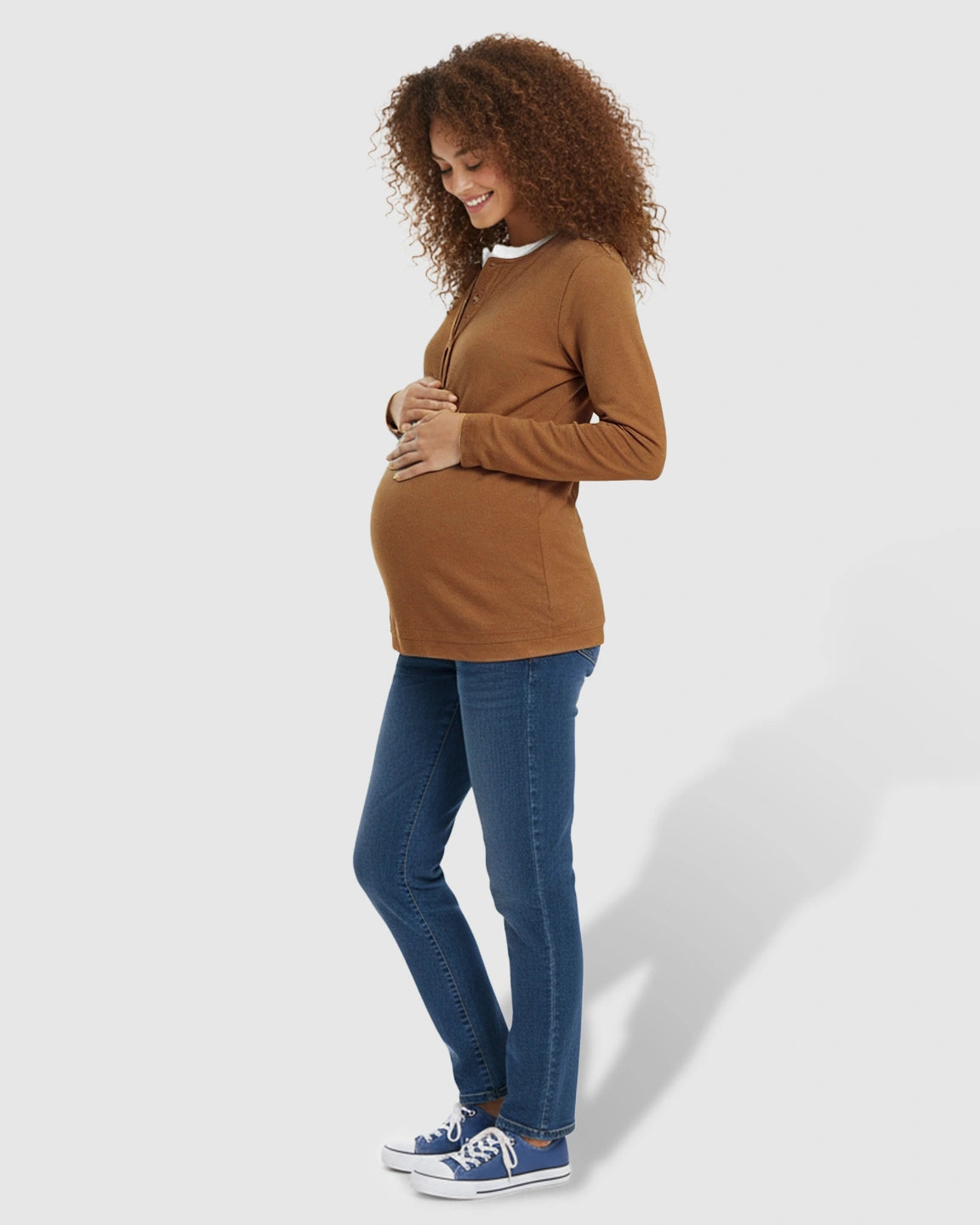 Button-Front Henley Maternity Top