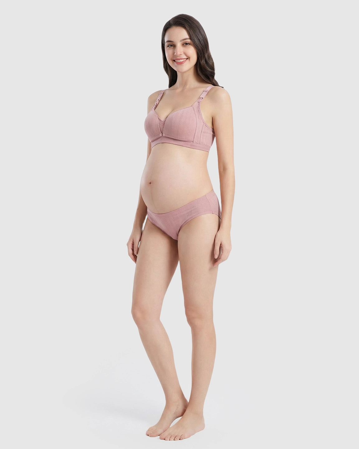 Front-Open Ribbed V-Neck Nursing Bra