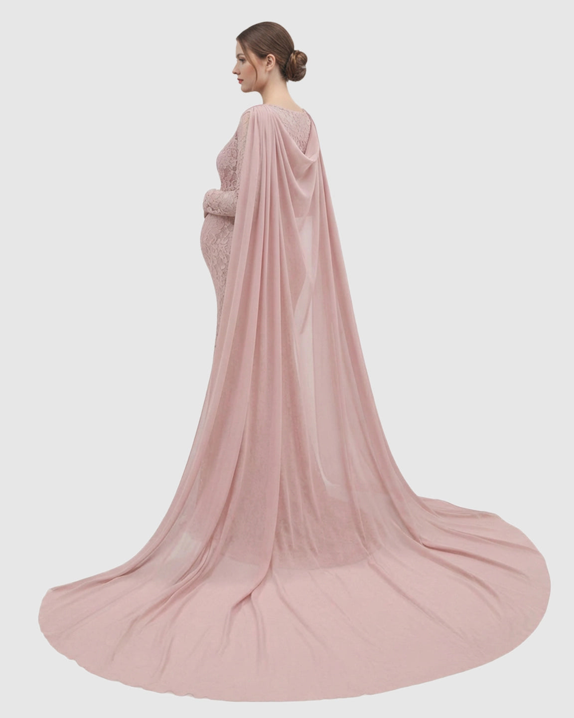 Lace Cape Trailing Maternity Photography Gown