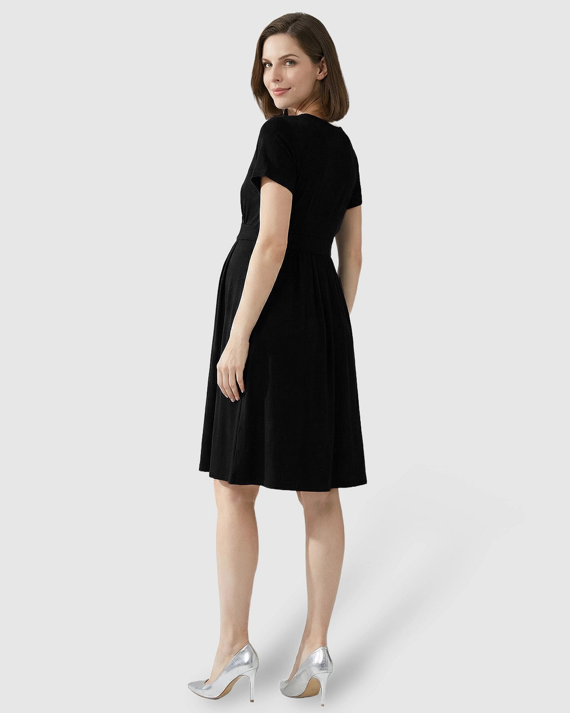V-Neck A-Line Maternity & Nursing Dress