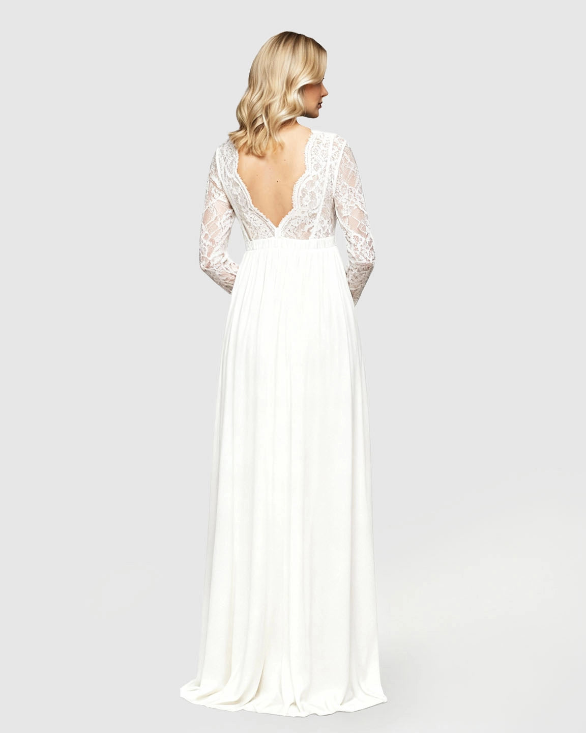 Scalloped Lace Neckline Elegant Maternity Gown