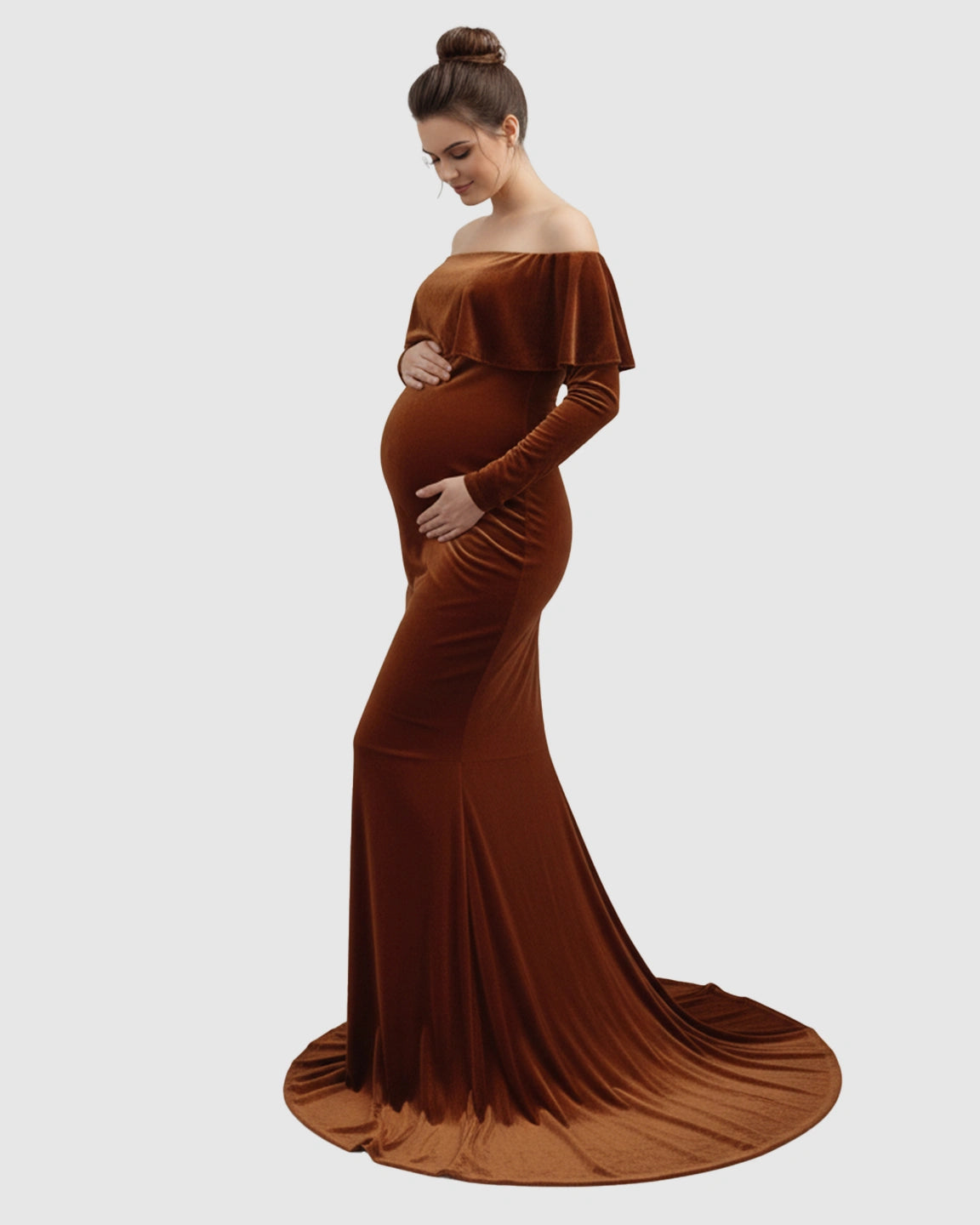 Off-Shoulder Fitted Maternity Photoshoot Dress