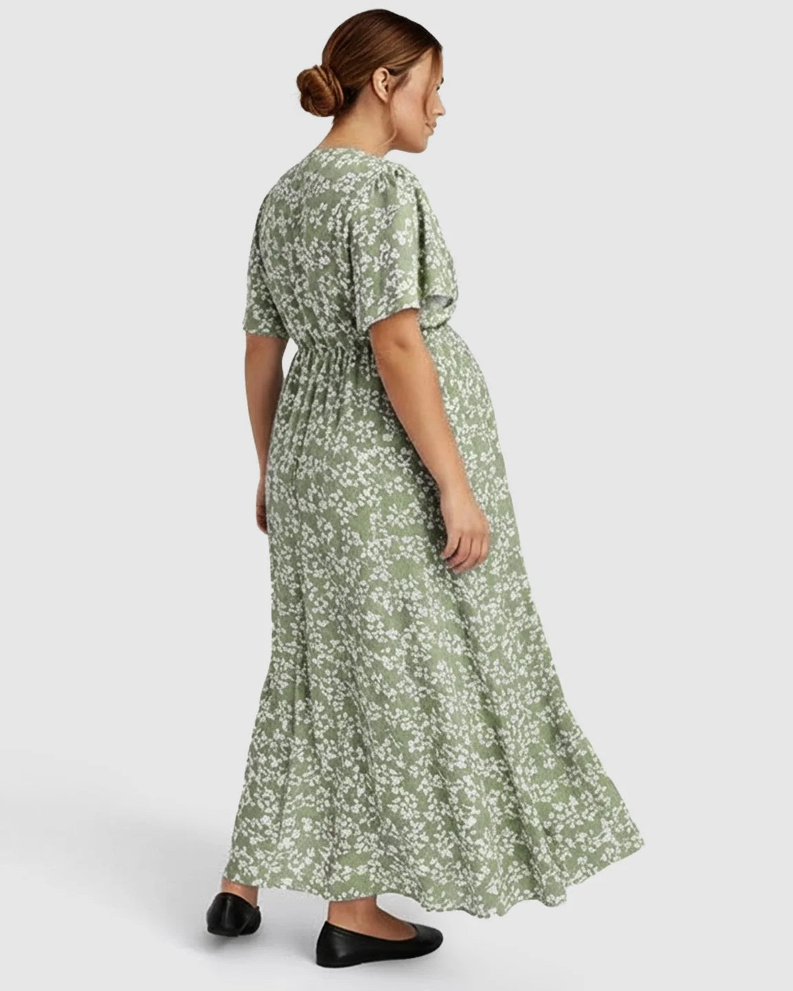 V-neck Bohemian Style Maternity Maxi Dress