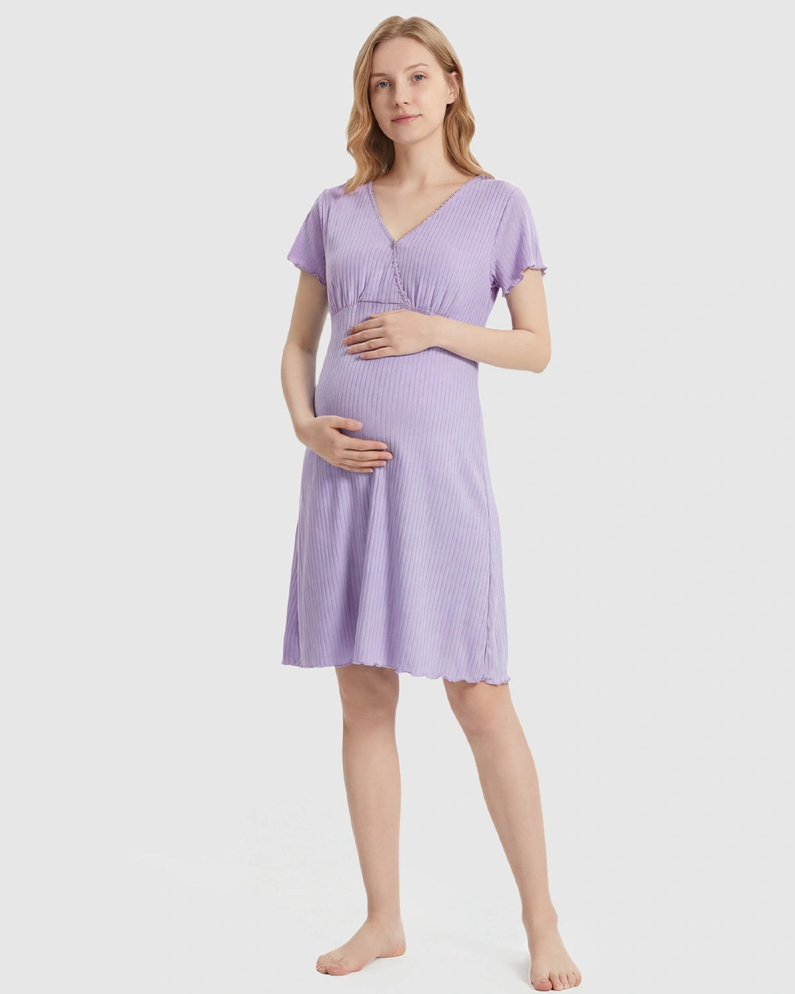 Hidden Nursing Access K-Fashion Maternity Lounge Dress