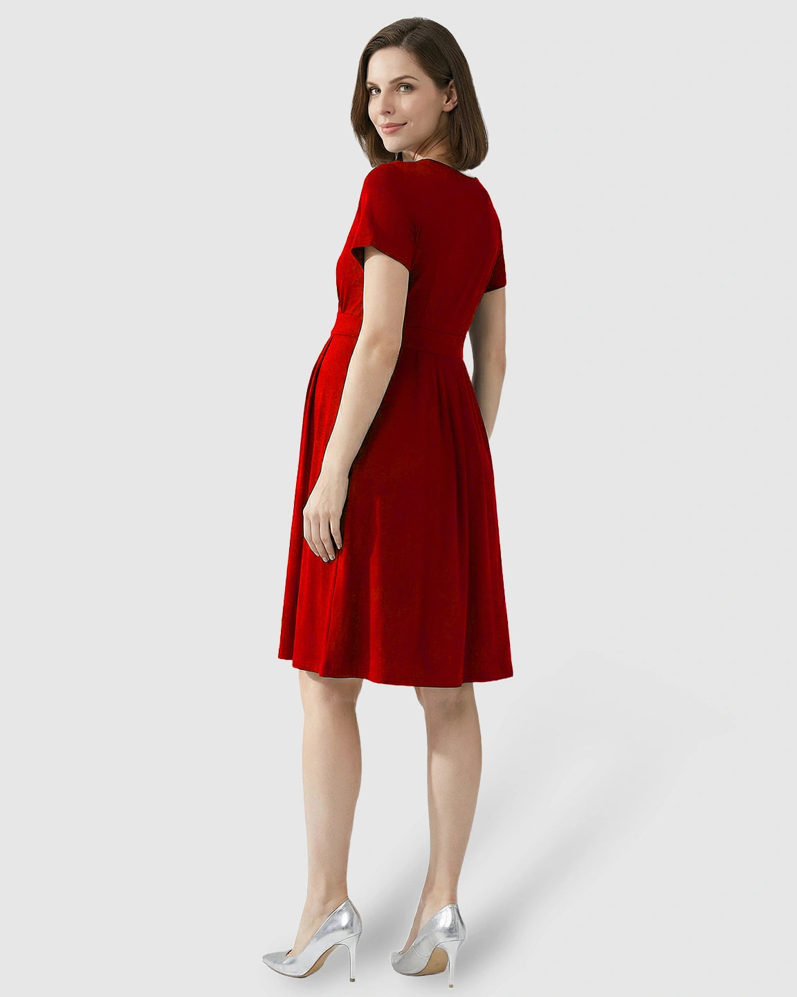 V-Neck A-Line Maternity & Nursing Dress