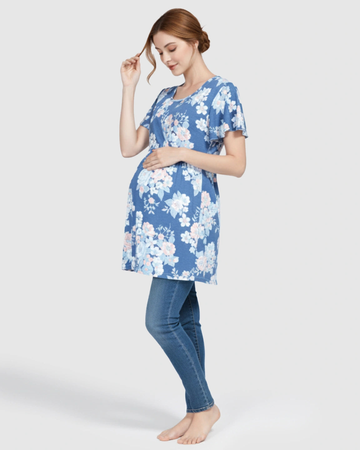 Floral Modal Stretch Nursing & Maternity T-Shirt