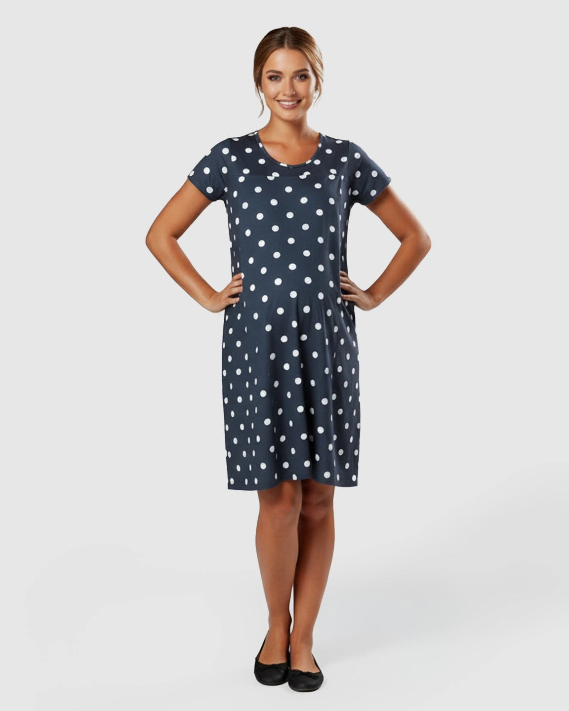 Hidden Nursing Opening Polka Dot Maternity Dress